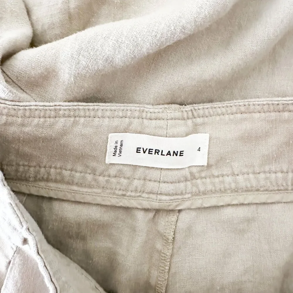 Everlane 100% Linen Wide Leg Pants Oatmeal Beige Linen Trouser Size 4